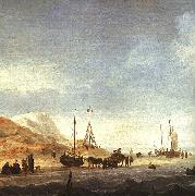 Simon de Vlieger A Beach with Shipping Offshore painting